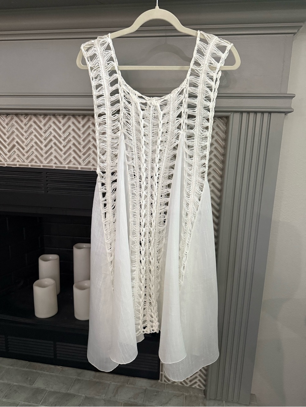 Beach By Exist White Crochet Sheer Cover-Up